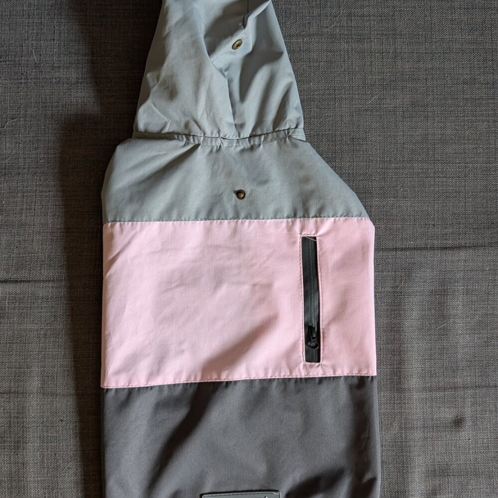 Eddie Bauer Pet Waterproof Dog Windbreaker - Size Medium, Pink/Gray Hooded Rain - Picture 3 of 12